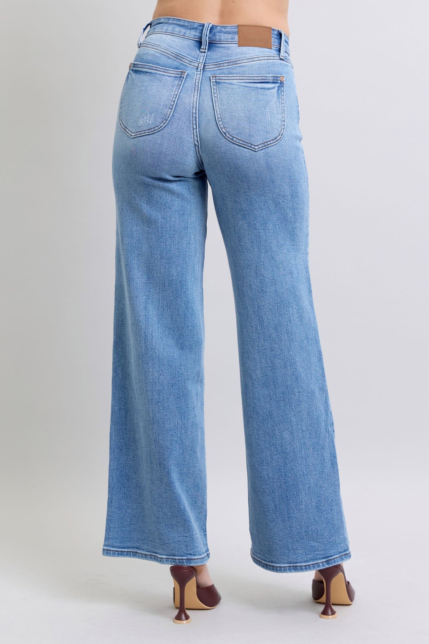 Judy Blue High Rise Vintage Wash Retro Wide Leg Jeans