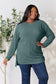 Ribbed Round Neck Long Sleeve Slit Top - 5 Colors