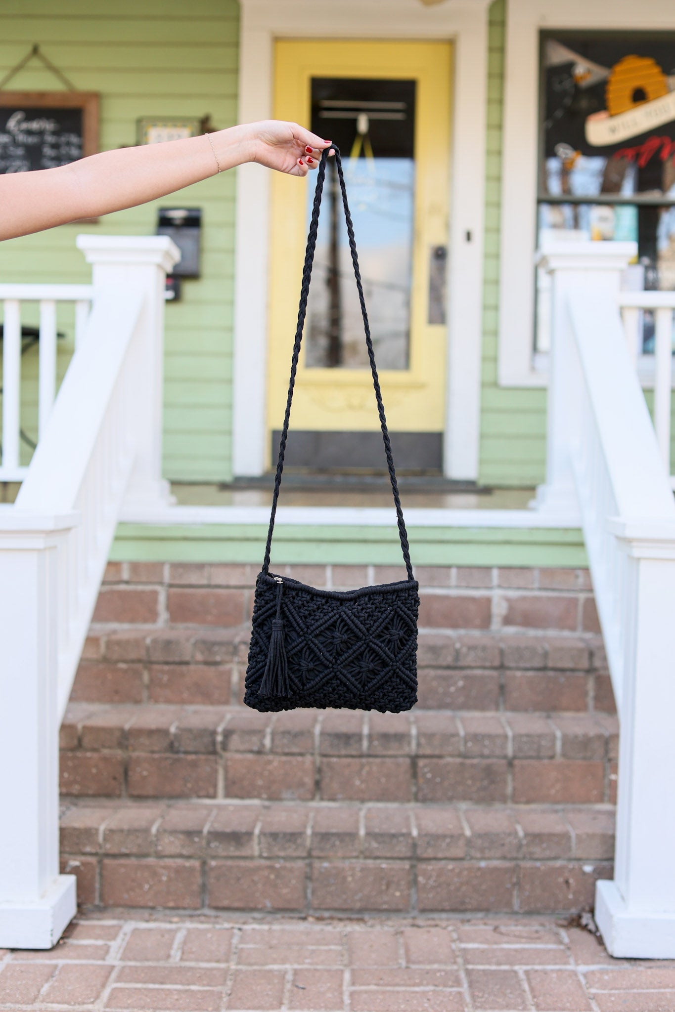Crochet Zipper Bag - Black