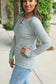 Brielle Henley Ribbed Long Sleeve - Light Grey