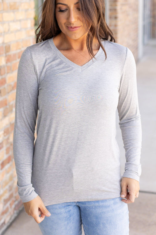 Larissa Long Sleeve Top - Light Grey