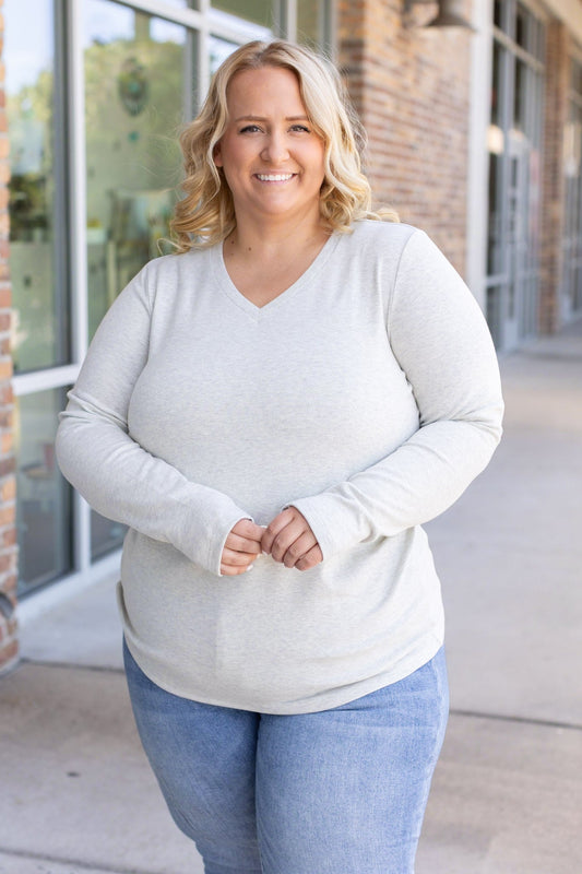 Leah Long Sleeve Top - Light Grey