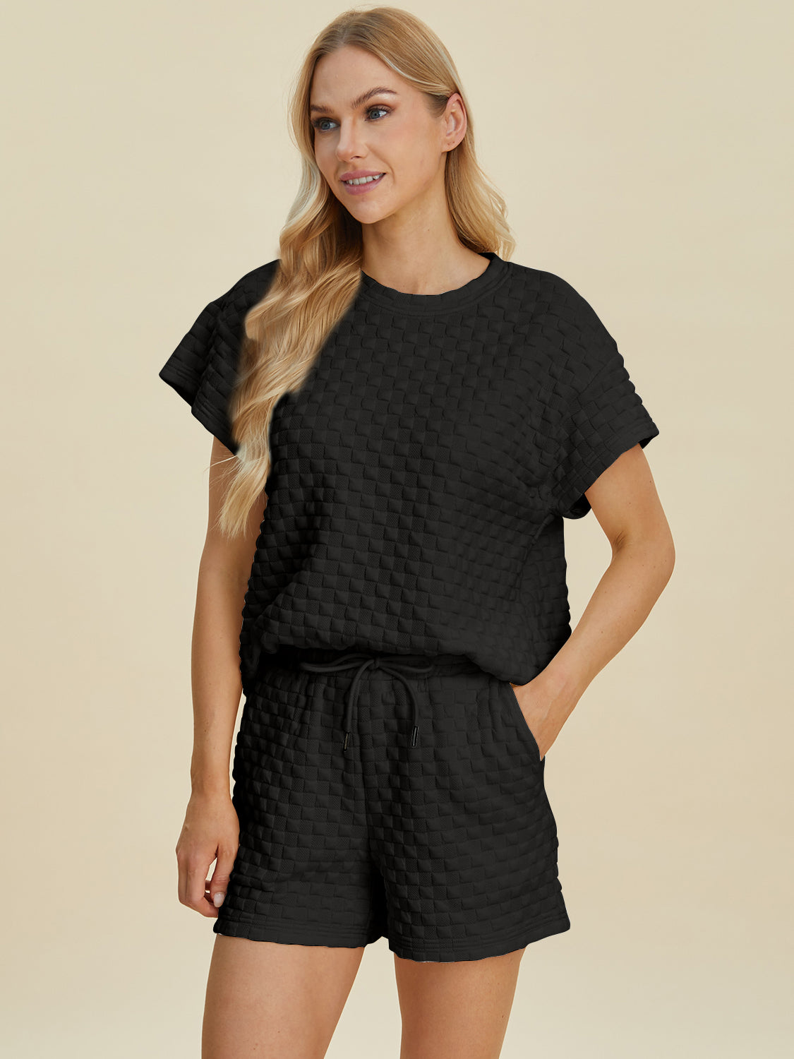 Texture T-Shirt and Shorts Set - 3 Colors