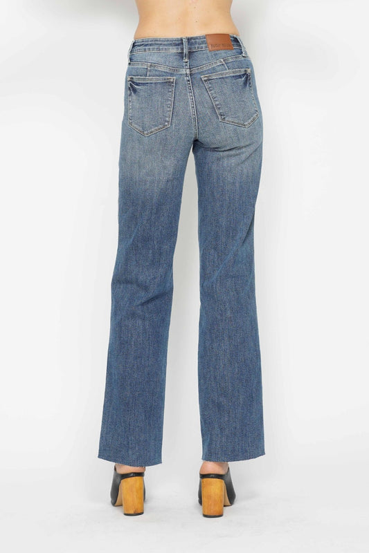 Judy Blue Mid Rise Tummy Control Straight Jeans