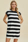 Striped Cap Sleeve Dress With Pockets- 3 Colors