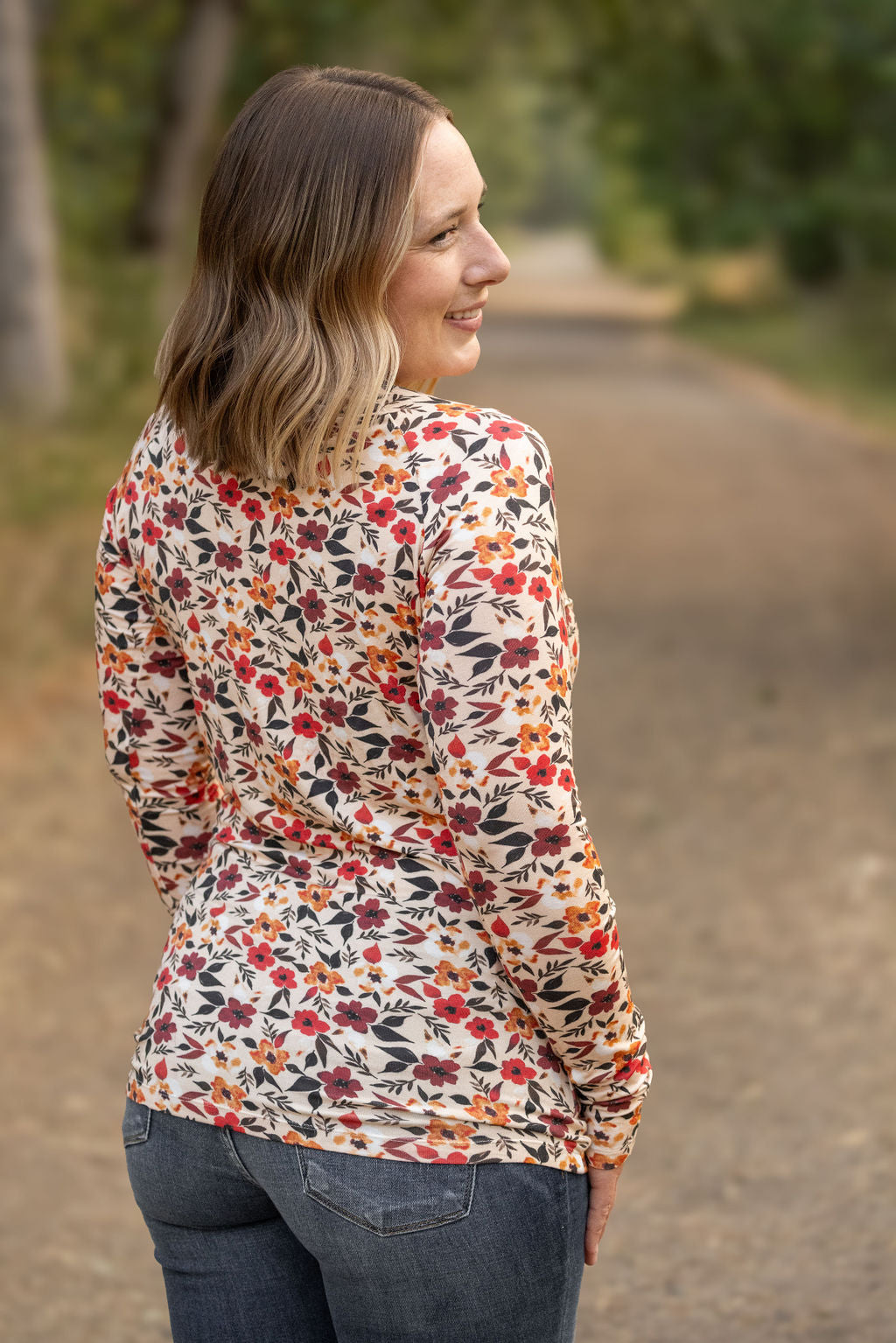 Blair Long Sleeve Top - Red Floral