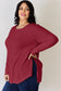 Ribbed Round Neck Slit T-Shirt - 5 Colors