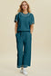 Pearl Detail Round Neck Top and Pants Set - 3 Colors