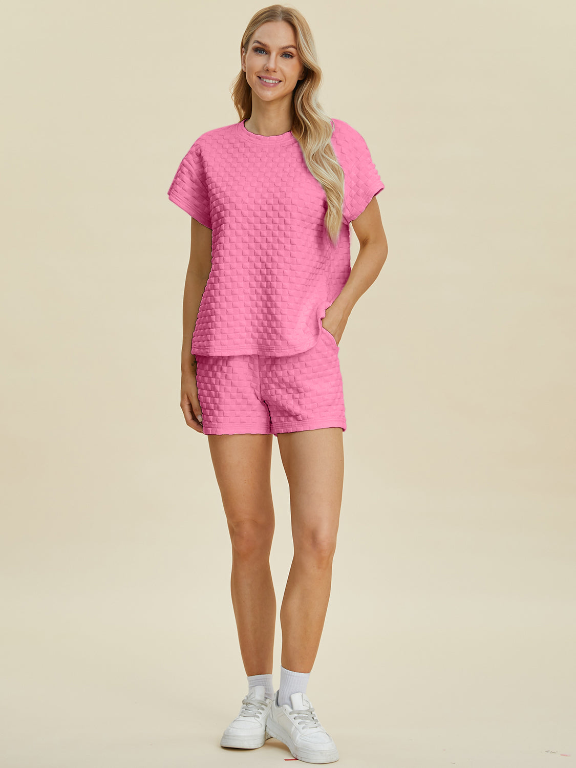 Texture T-Shirt and Shorts Set - 3 Colors