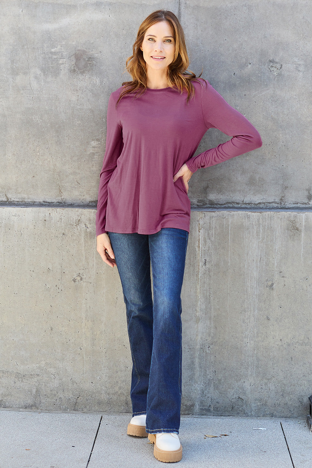 Round Neck Long Sleeve Top - 5 Colors