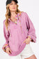 Plaid Print Mineral Washed Hoodie - Lilac