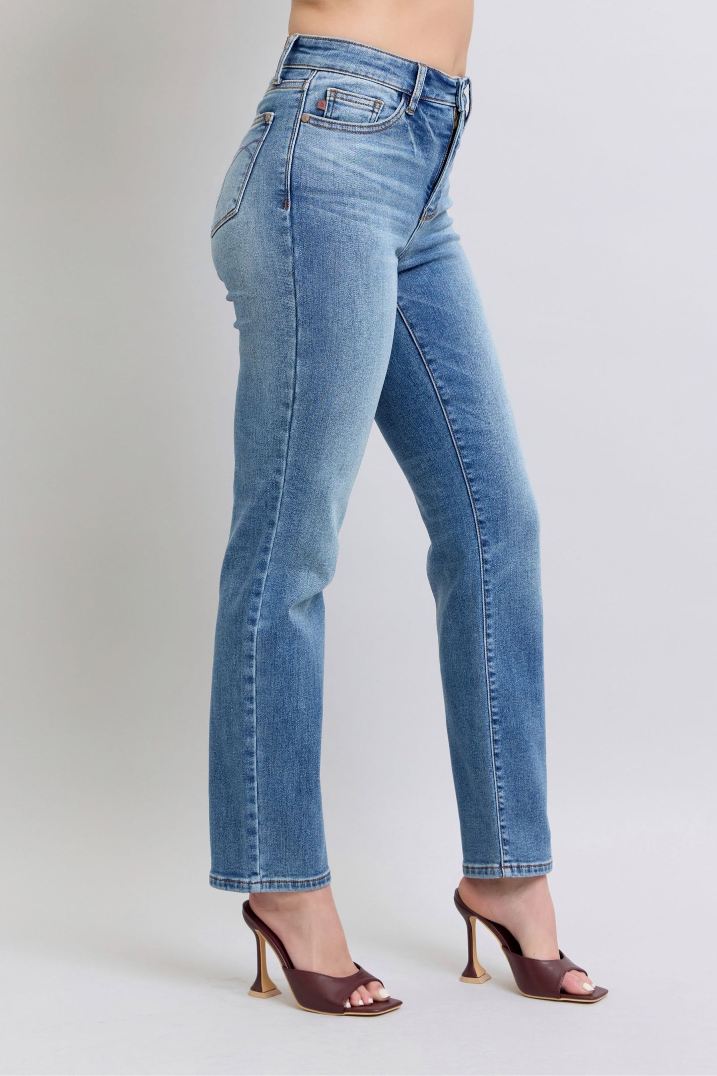 Judy Blue High Rise Wash Thermal Straight Jeans