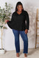 Half Button Long Sleeve Ruffle Hem Blouse - 7 Colors