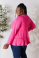 Half Button Long Sleeve Ruffle Hem Blouse - 7 Colors