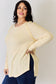Ribbed Round Neck Slit T-Shirt - 5 Colors