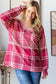 Plaid Drop Shoulder V-Neck T-Shirt