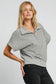 Striped Half Zip Short Sleeve Sweatshirt - Gray