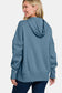 Half Snap Long Sleeve Hoodie with Kangaroo Pocket - Dusty Blue