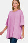 Washed Round Neck Drop Shoulder Oversized T-Shirt - Mauve