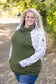 Zoey ZipCowl Sweatshirt - Olive and Boho Floral