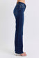 Judy Blue Mid Rise Fray Hem Straight Leg Jeans