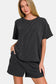 Rib Short Sleeve T-Shirt and Shorts Set - Black