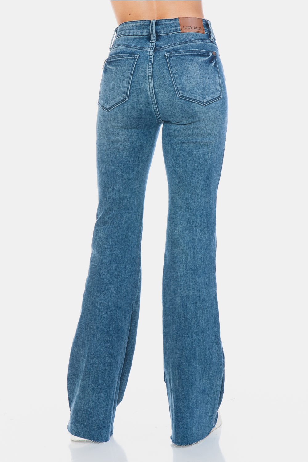 Judy Blue Mid Rise Tummy Control Cut Hem Flare Jeans