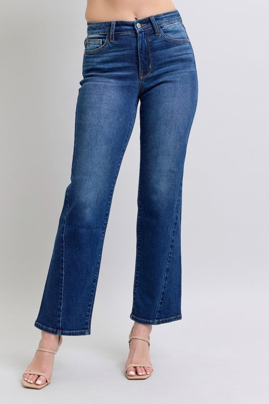 Judy Blue Mid Rise Side Seam Detail Straight Jeans