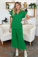 Texture Ruffle Short Sleeve Top and Drawstring Wide Leg Pants Set - 11 Colors