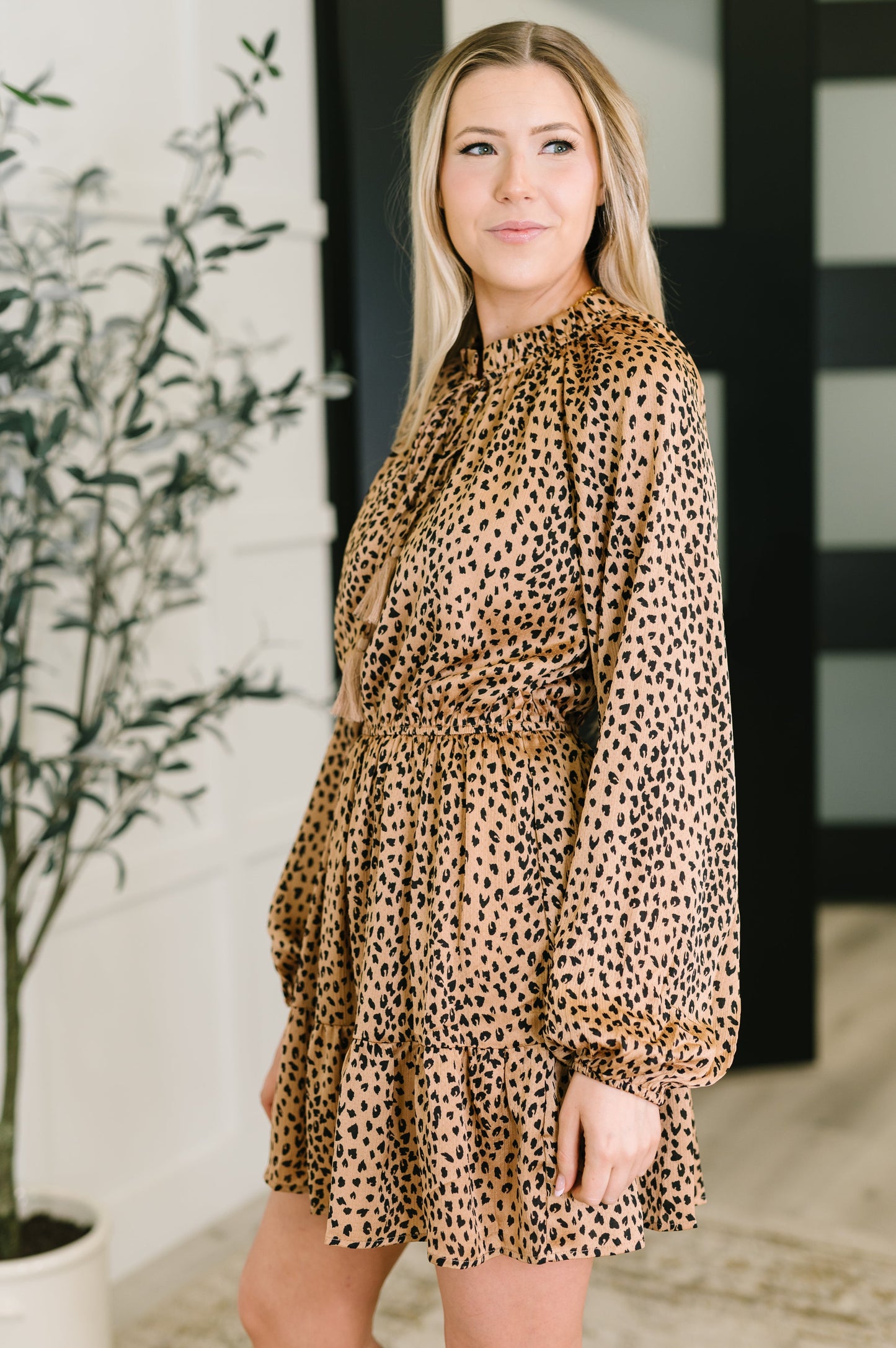 A Cheeky Little Time Tiered Dress in Pecan Brown