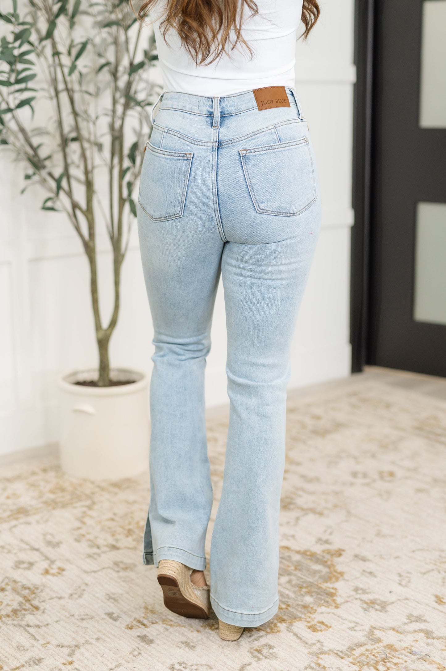 Judy Blue High Rise Control Top Slit Hem Slim Bootcut Jeans