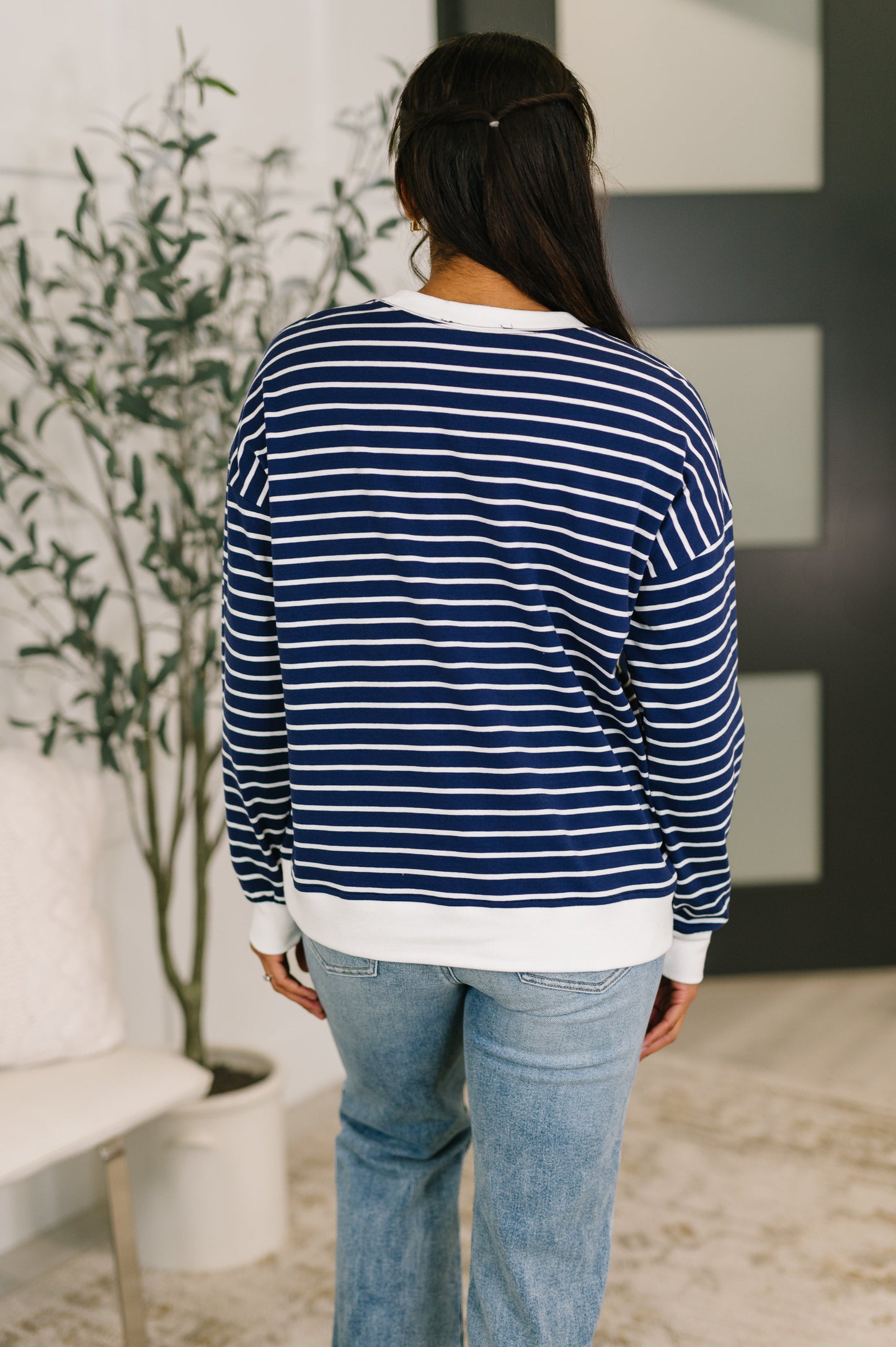 Almost Therapeutic Drop Shoulder Pullover in Navy