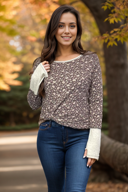 Aster Floral - Long Sleeve Thumbhole Top