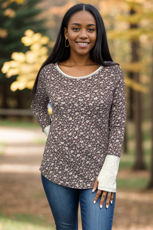 Aster Floral - Long Sleeve Thumbhole Top