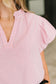 Beauty & Brains Textured Split Neck Blouse