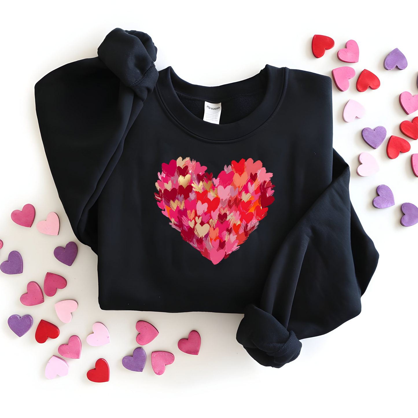 Valentine Brushstroke Heart Crew Graphic Sweatshirt