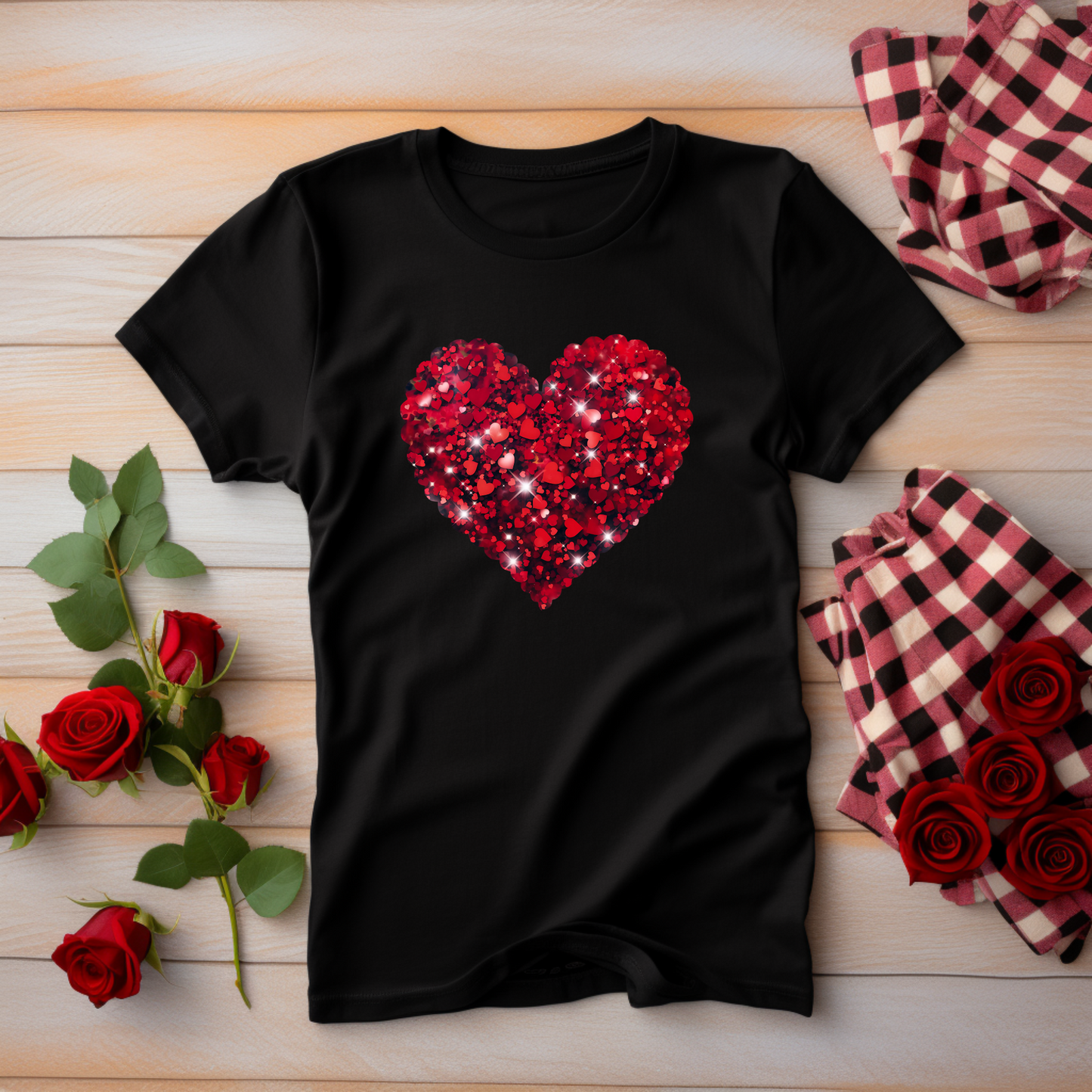 Valentines Glitter Heart Graphic Tee