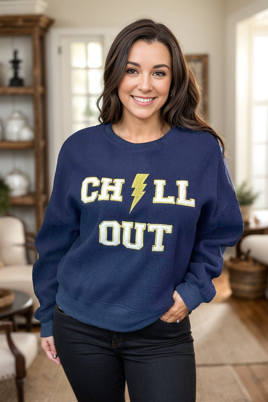 Bolt Up & Chill Out - Navy Sweater