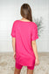 Buttery Soft V-Neck Bike Short Set in Hot Pink