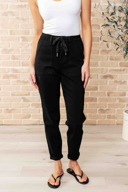 Judy Blue Double Cuff Joggers in Black