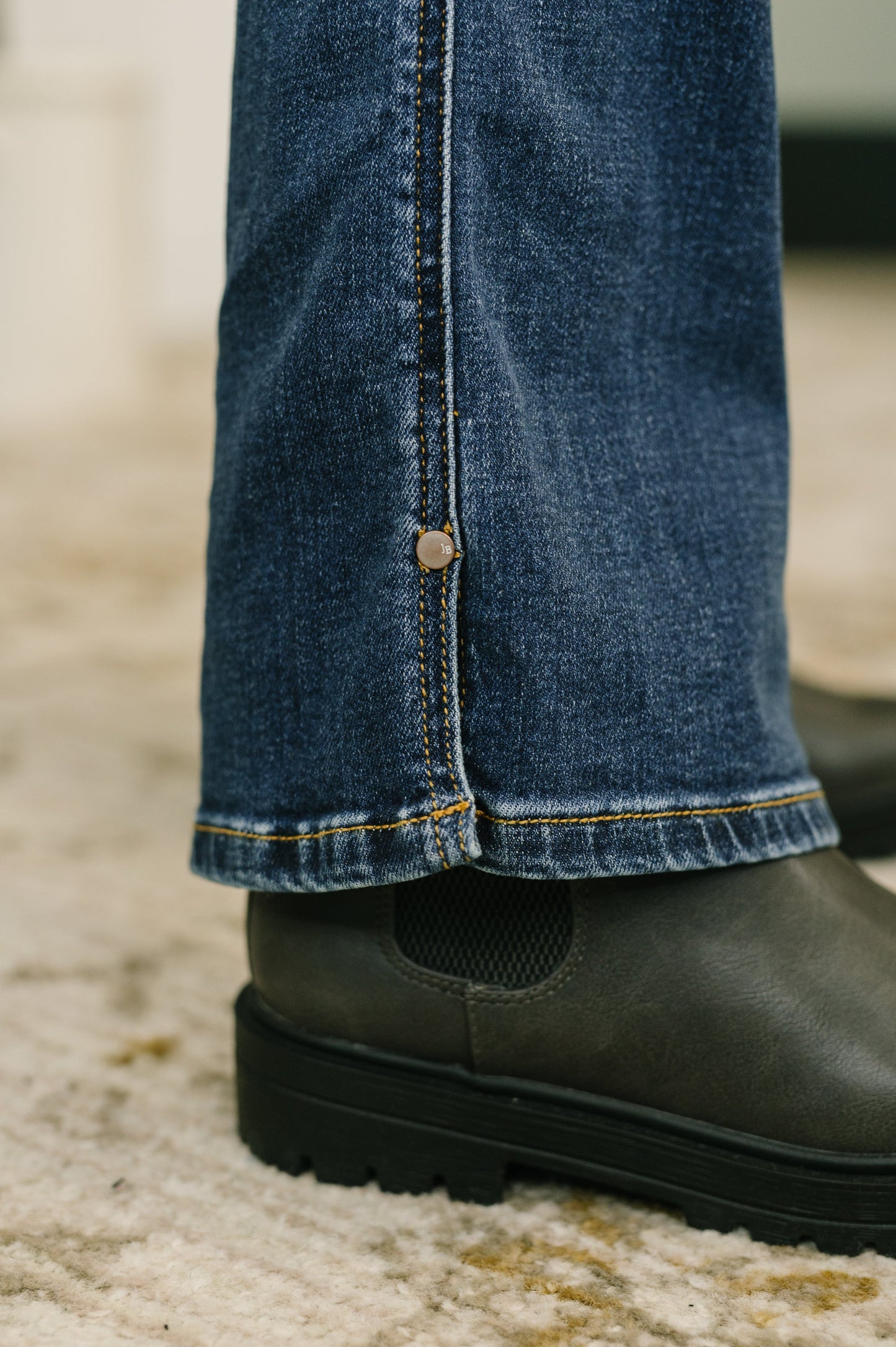 Judy Blue Mid Rise Bootcut Jeans with Cell Phone Back Pocket & Slit