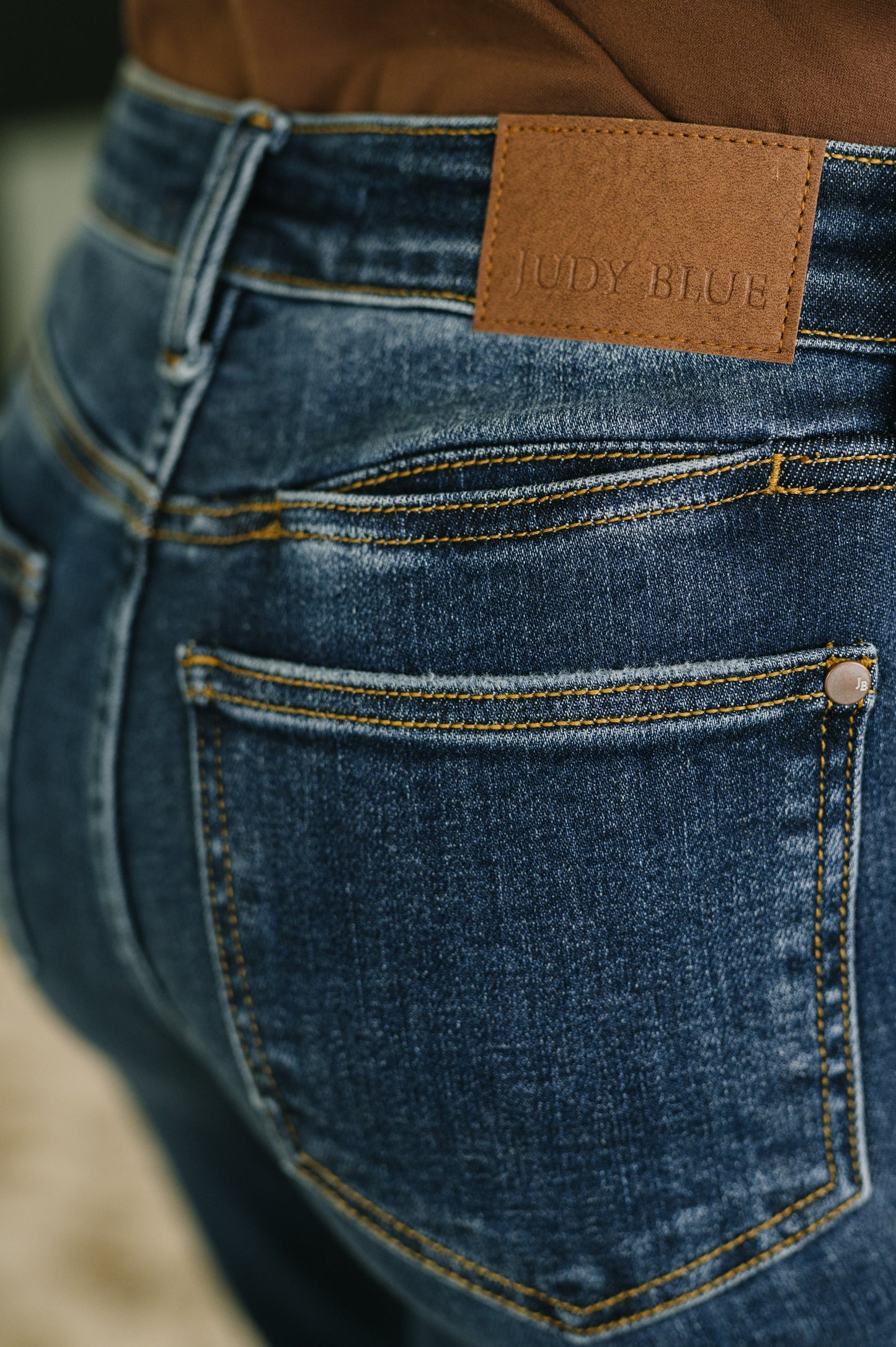 Judy Blue Mid Rise Bootcut Jeans with Cell Phone Back Pocket & Slit