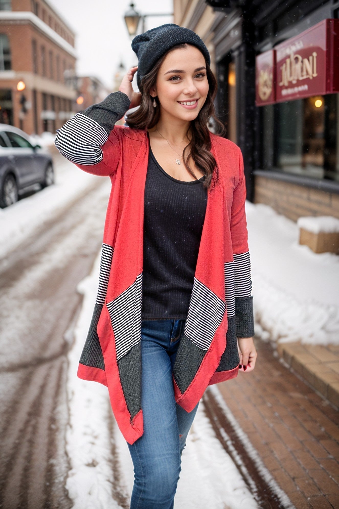 Coral Scapes - Colorblock Cardigan