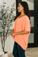 Counter Part Crinkle Woven V-Neck Top in Coral