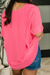 Counter Part Crinkle Woven V-Neck Top in Neon Fuchsia