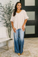 Counter Part Crinkle Woven V-Neck Top in Sand Beige