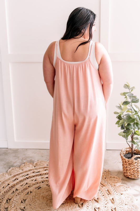 Casual Jumpsuit With Pockets In Natural Blush