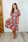 Dewdrop Blooms Puff Sleeve Floral Dress