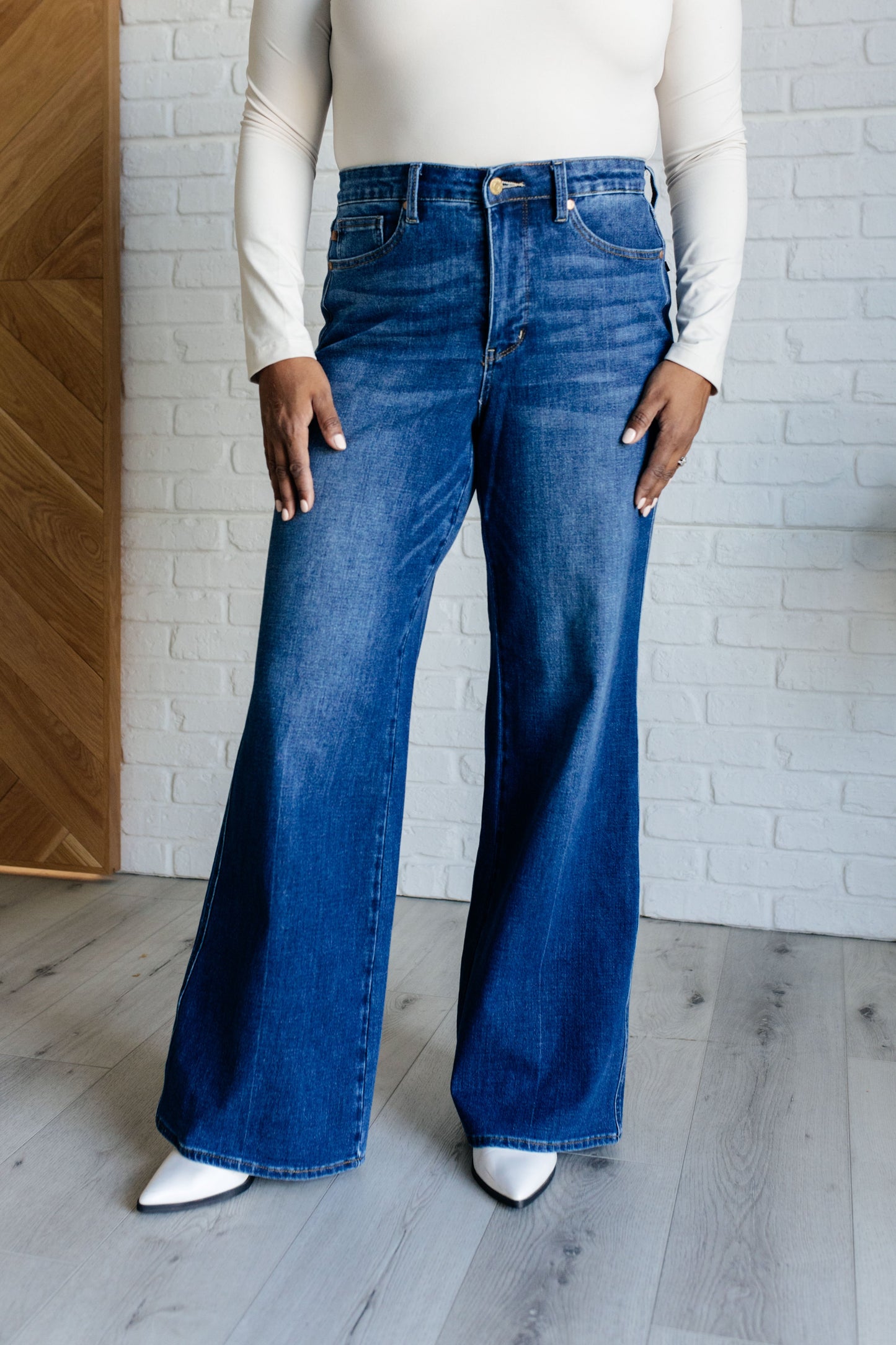 Judy Blue High Rise Control Top Retro Wide Leg Jeans