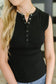 Everyday Edge Knit Henley Tank in Black